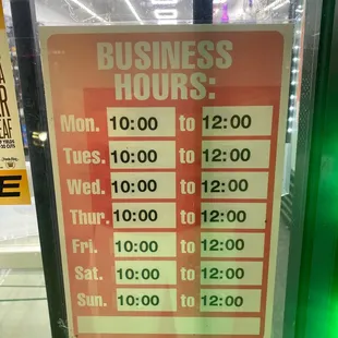 The Hours that they are open