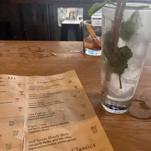 Drink menu