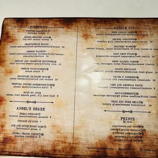 Tapas menu