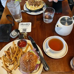 Creole Veggie Burger and Smoked Pork Mac &amp; Cheese