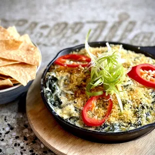 a skillet of food