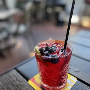 a glass of fruity drink