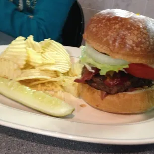 The Resto half pound burger.