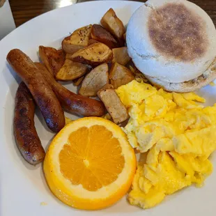 InnJoyable breakfast with sausage and English muffins