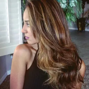 Highlights and low lights on long hair