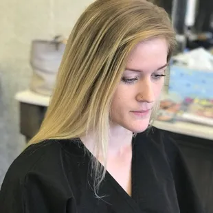 Before. Brassy yellowish blonde