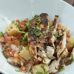 Jamaican jerk, chicken pineapple bowl