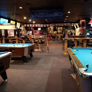 There are 4 8 ft. pool tables and lots of TVs to watch games.