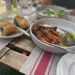 Carrots and spanakopita