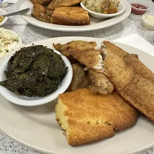 Flounder cornbread greens broccoli casserole