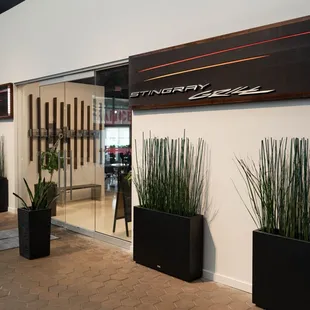 the entrance to the restaurant