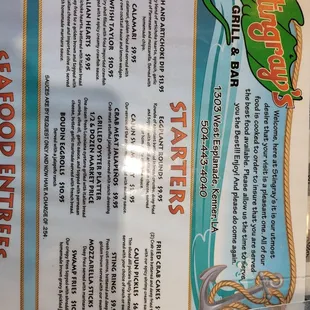 menu