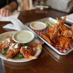 Buffalo Shrimp and Buffalo Wings