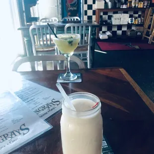 Piña colada and a margarita