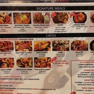 The menu (choose your flavors)