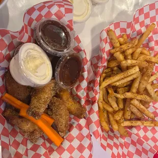 Lemon pepper wings and fries