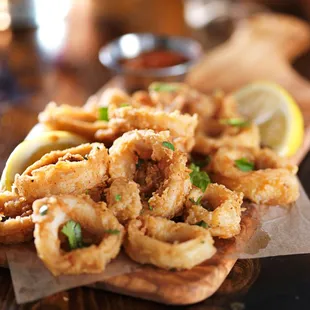 a pile of fried squids