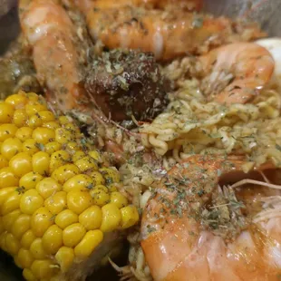 Shrimp lunch special added ramen and egg
