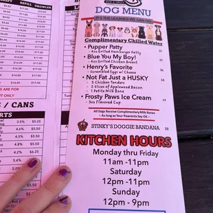 The dog menu