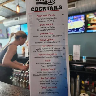 New cocktail list