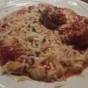 Gnocchi  with meat balls.