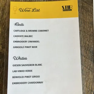 Wine list