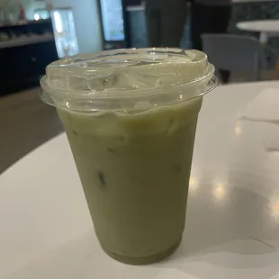Iced Peach Matcha Latte
