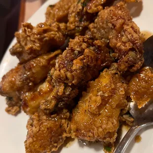 Nit on regular  menu, Korean spicy chicken wings  best on this area