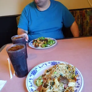 2 plates of Mongolian BBQ