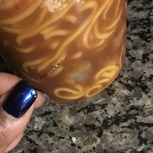 This was in the yak.  I almost swallowed this which I think is steel wool.