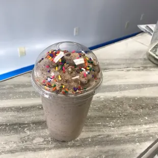a smoothie with sprinkles