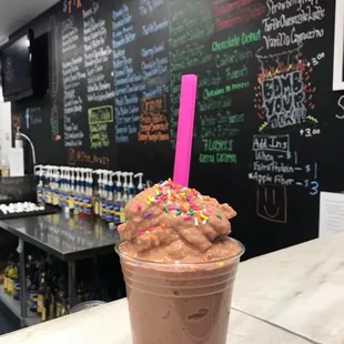 a smoothie with sprinkles