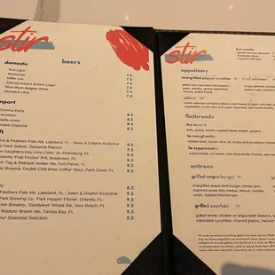 two menus on a table