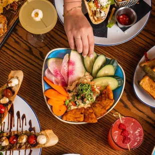 Avocado Hummus, Caprese Bruschetta, Southwest Chicken Melt