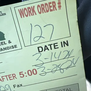 Date in &amp; date to pick up after 5pm. It's now 4/22/2024 and they haven't even started on it.