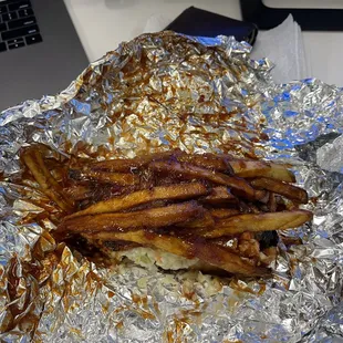 The Freddie Boy (beef polish sausage, fries, coleslaw, freddie's BBQ sauce on a bun. 9/14/2021 @ Cleveland Clinic Admin Campus Building #1.