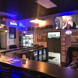 a bar with a television