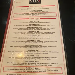 sushi menu!