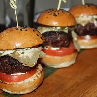 The Lil' BRGS were made with wagyu beef, special sauce, and a sesame seed bun.