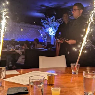 Birthday shots with fireworks.