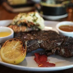 Cowgirl Bone-In Ribeye with lobster tail