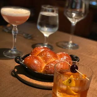 Rolls, old fashioned, millionaire cocktail