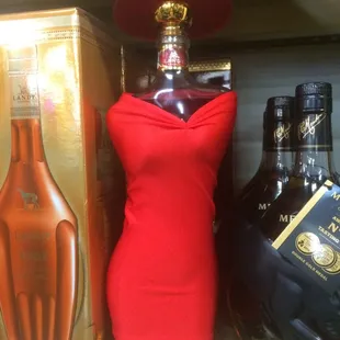 a mannequin in a red dress