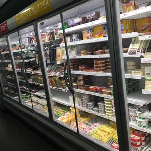 a refrigerated section of a grocery store