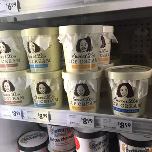 a shelf of ice cream