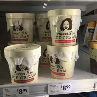 a shelf of ice cream