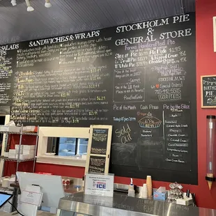 a menu on the wall