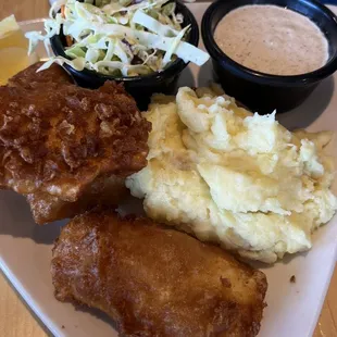 Fish n chips with mashed potatoes. Their gravy is amazing