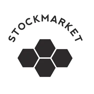 a black and white logo with hexagons