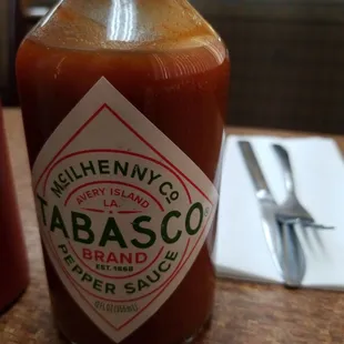 a bottle of tabasco